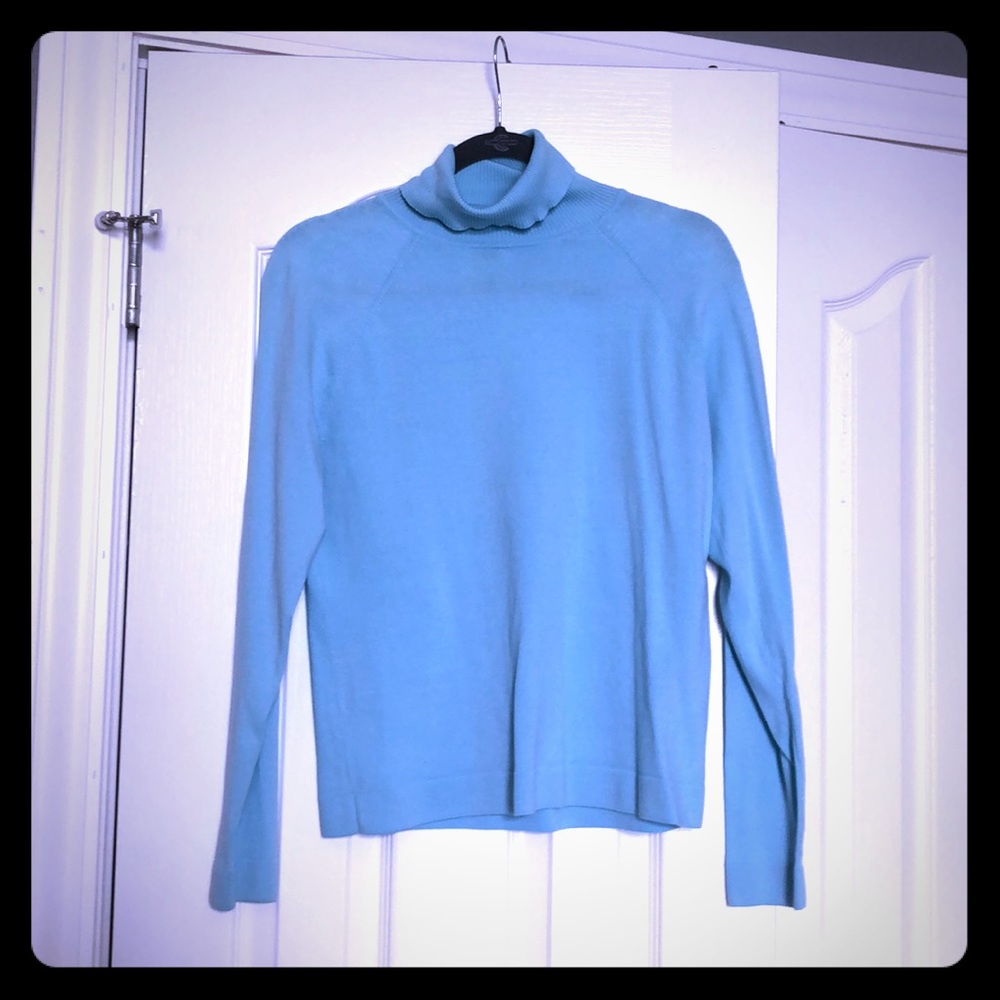 Turquoise Talbots Lightweight Turtleneck